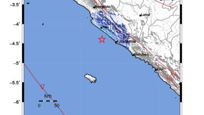 Gempa Berkekuatan 4,3 SR, pusat gempa berada di laut 36 km barat daya Seluma