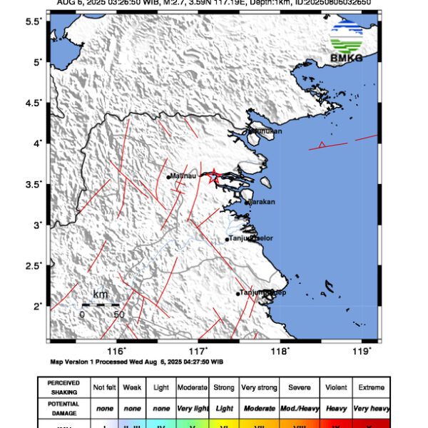 Gempa Berkekuatan 2,7 SR, pusat gempa berada di darat 13 km timurlaut Tanatidung