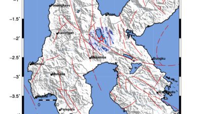 Gempa Berkekuatan 3,8 SR, pusat gempa berada di darat 6 Km Barat Laut Pendolo, Kab. Poso
