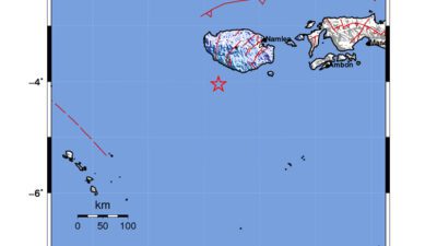 Gempa Berkekuatan 4,8 SR, pusat gempa berada di laut 59 km Barat Daya Namrole, Buru Selatan Gempa Berkekuatan 4,8 SR, pusat gempa berada di laut 59 km Barat Daya Namrole, Buru Selatan