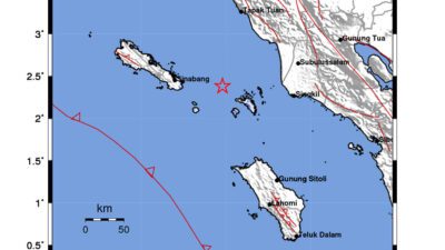 Gempa Berkekuatan 4,1 SR, pusat gempa berada di laut 66 km Tenggara Sinabang Gempa Berkekuatan 4,1 SR, pusat gempa berada di laut 66 km Tenggara Sinabang