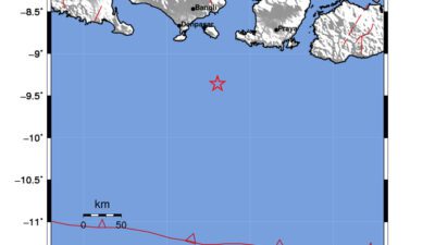 Gempa Berkekuatan 4,1 SR, pusat gempa berada di laut 75 km tenggara Kuta Selatan