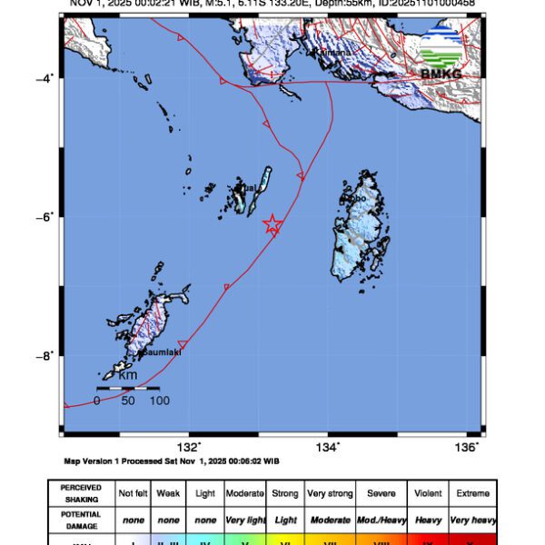 Gempa Berkekuatan 5,1 SR di 71 km Tenggara MALUKUTENGGARA Tidak Berpotensi Tsunami Gempa Berkekuatan 5,1 SR di 71 km Tenggara MALUKUTENGGARA Tidak Berpotensi Tsunami