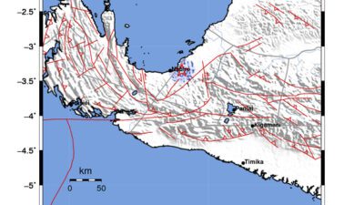 Gempa Berkekuatan 3,4 SR, pusat gempa berada di darat 13 km timur laut Nabire