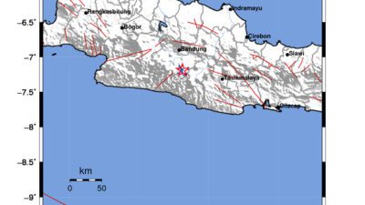 Gempa Berkekuatan 2,9 SR, pusat gempa berada di darat 21 km tenggara Kabupaten Bandung