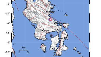 Gempa Berkekuatan 3,1 SR, pusat gempa berada di darat 29 km timur Konawe