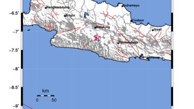 Gempa Berkekuatan 3,0 SR, pusat gempa berada di darat 19 km tenggara Bandung