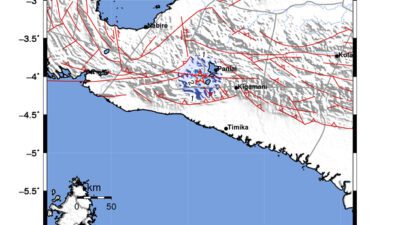 Gempa Berkekuatan 3,7 SR, pusat gempa berada di darat 14 km tenggara Dogiyai
