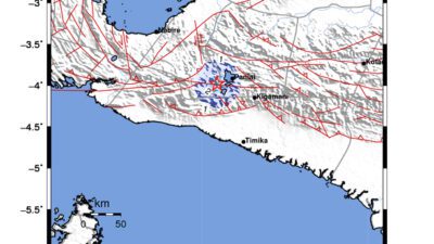 Gempa Berkekuatan 3,7 SR, pusat gempa berada di darat 14 km barat laut Deiyai