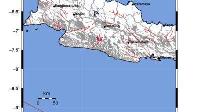 Gempa Berkekuatan 2,7 SR, pusat gempa berada di darat 22 km barat daya Kabupaten Bandung
