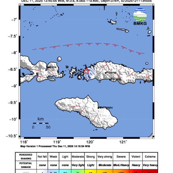 Gempa Berkekuatan 3,6 SR, pusat gempa berada di darat 8 km selatan Labuan Bajo Gempa Berkekuatan 3,6 SR, pusat gempa berada di darat 8 km selatan Labuan Bajo