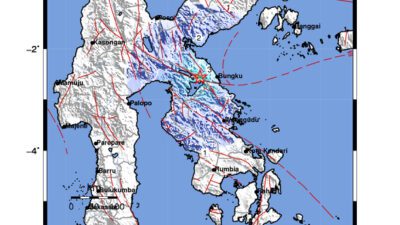 Gempa Berkekuatan 4,7 SR, pusat gempa berada di darat 34 km barat laut Morowali