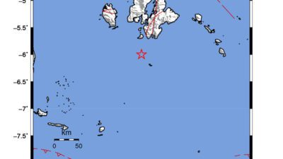 Gempa Berkekuatan 3,2 SR, pusat gempa berada di laut 47 km selatan Buton Selatan