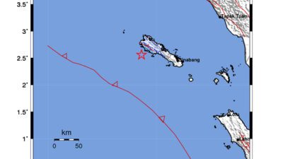 Gempa Berkekuatan 4,0 SR, pusat gempa berada di darat 71 km Barat Sinabang – Aceh