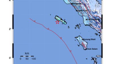 Gempa Berkekuatan 5,4 SR di 54 km BaratLaut SINABANG-ACEH Tidak Berpotensi Tsunami