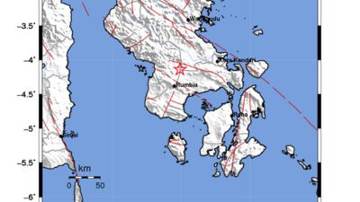 Gempa Berkekuatan 2,4 SR, pusat gempa berada di darat 17 km selatan Kolaka Timur