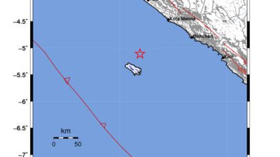 Gempa Berkekuatan 3,8 SR, pusat gempa berada di laut timur laut Enggano