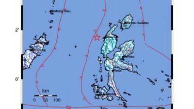 Gempa Berkekuatan 5,3 SR di 54 km BaratLaut HALMAHERABARAT-MALUT Tidak Berpotensi Tsunami