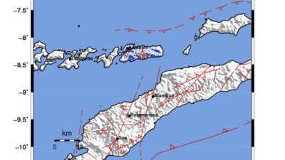 Gempa Berkekuatan 3,8 SR, pusat gempa berada di darat 23 km Timur Alor