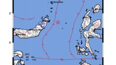 Gempa Berkekuatan 4,6 SR, pusat gempa berada di laut 79 km Timur Bitung