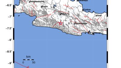 Gempa Berkekuatan 2,5 SR, pusat gempa berada di darat 30 km tenggara Kabupaten Bandung