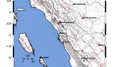 Gempa Berkekuatan 2,8 SR, pusat gempa berada di darat 2 km Tenggara Padang Panjang